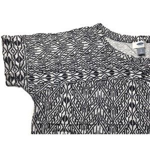 Old Navy Womens Relaxed Dolman Short Sleeve T Shirt Black Geo Summer Print L
